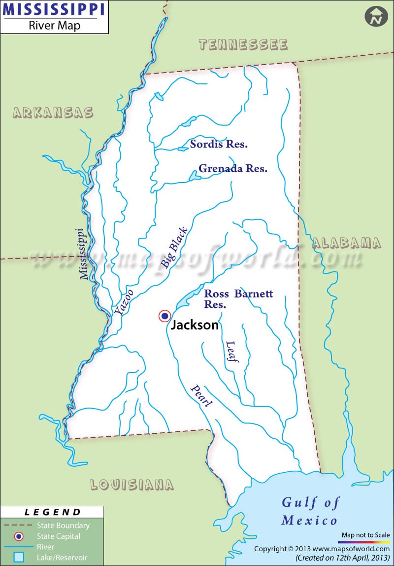 Mississippi Rivers Map Rivers In Mississippi
