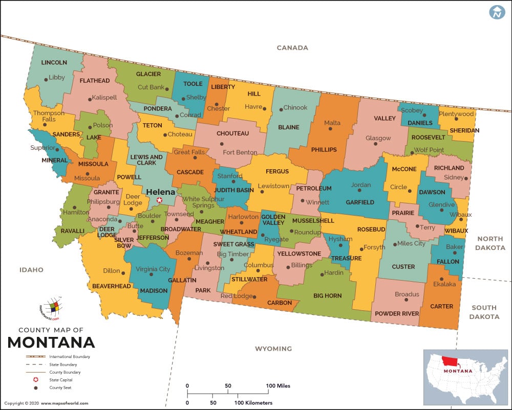 Montana County Map Montana Counties List