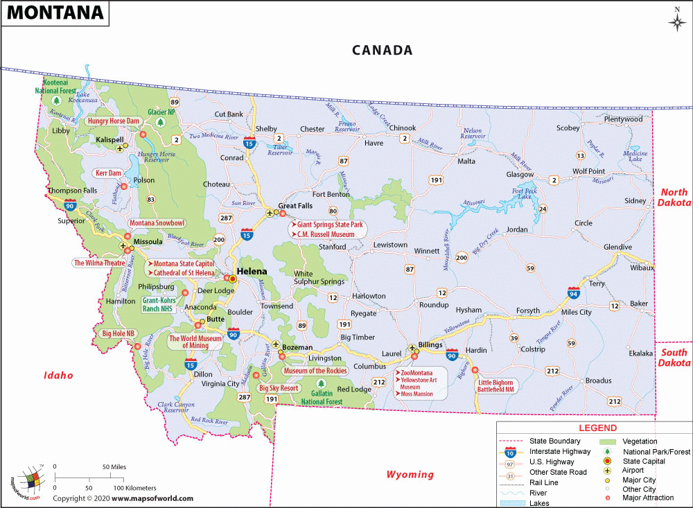 Montana Map Map Of Montana Usa Mt Map