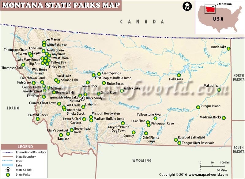 Montana State Parks Map List Of State Parks In Montana