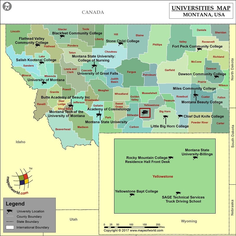 List Of Universities In Montana Map Of Montana Universities And