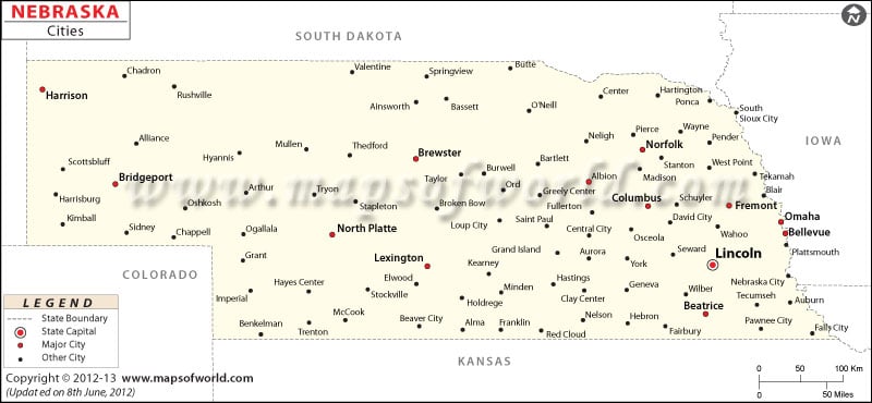 Cities In Nebraska Nebraska Cities Map