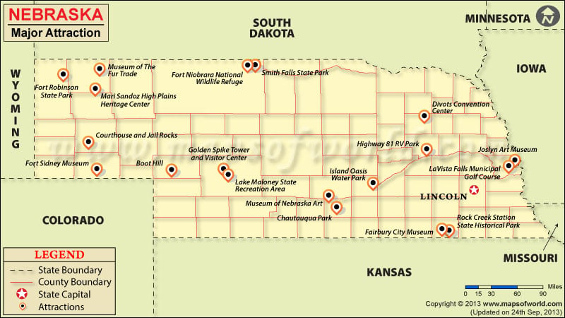 Places To Visit In Nebraska Map Of Nebraska Attractions