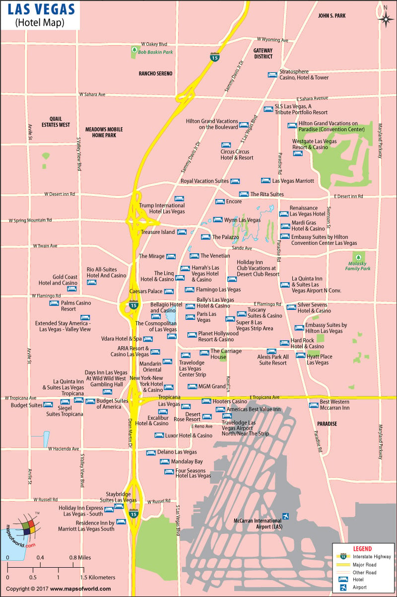 Las Vegas Strip Map Map Of Las Vegas Hotels