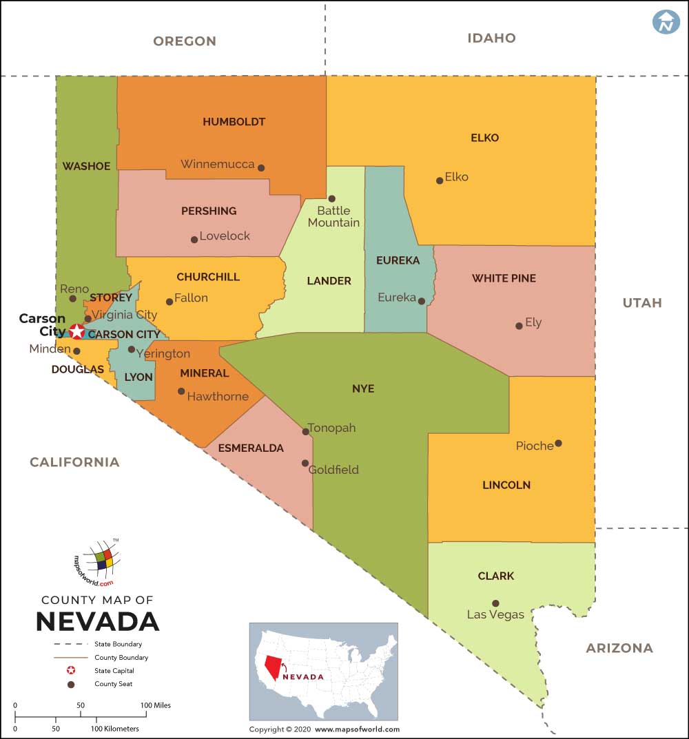 Nevada County Map Nevada Counties