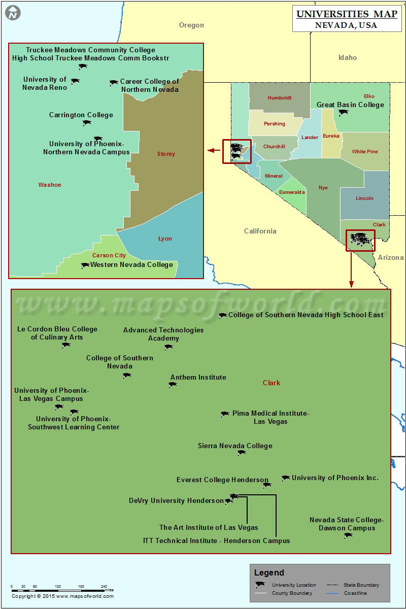 List Of Universities In Nevada Map Of Nevada Colleges And