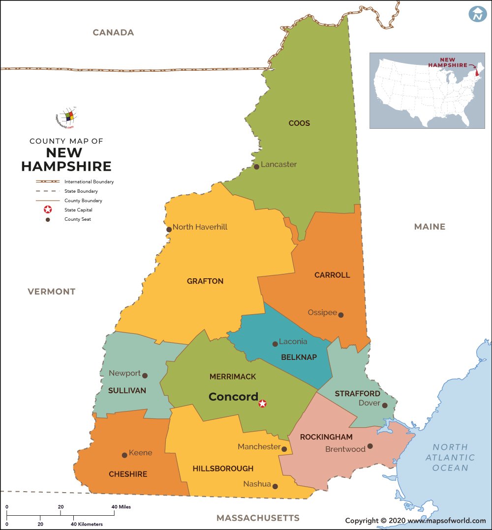 New Hampshire County Map New Hampshire Counties