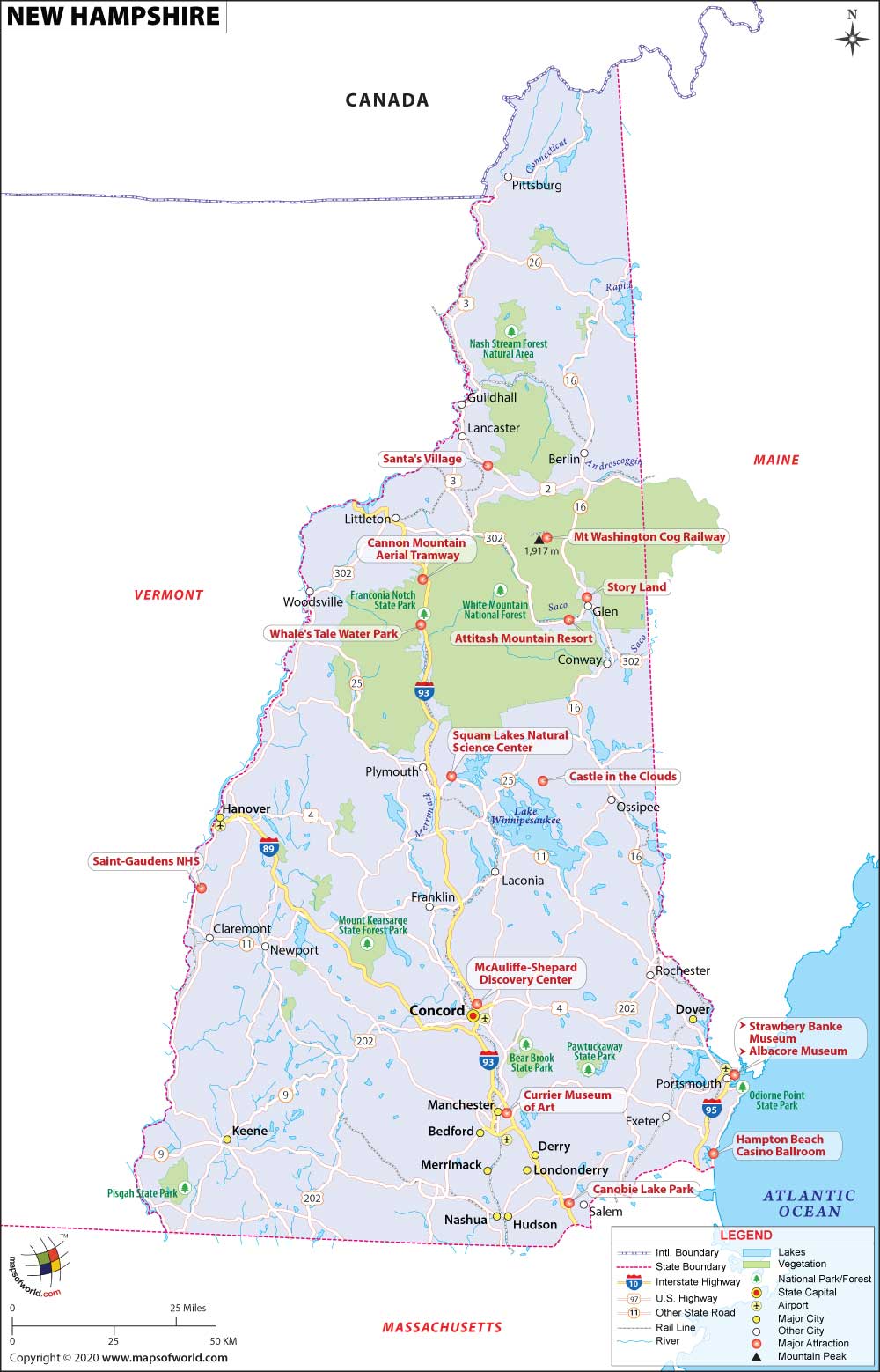 New Hampshire Map Map Of New Hampshire Map Of Nh