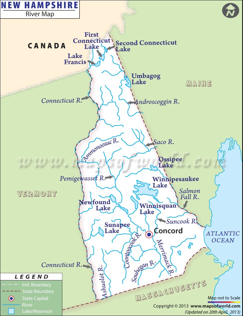 New Hampshire Rivers Map Rivers In New Hampshire