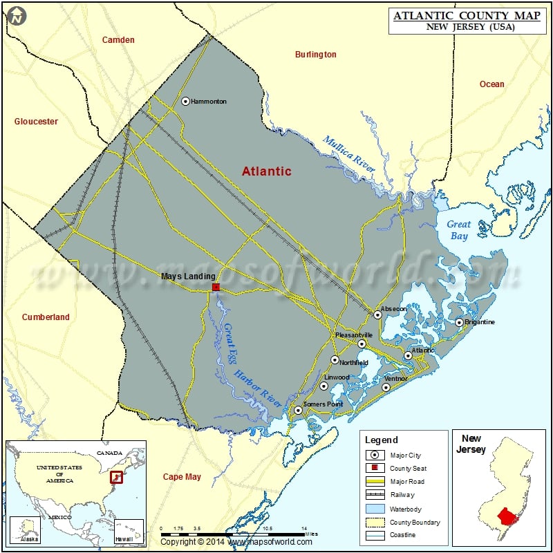 Atlantic County Map for free download