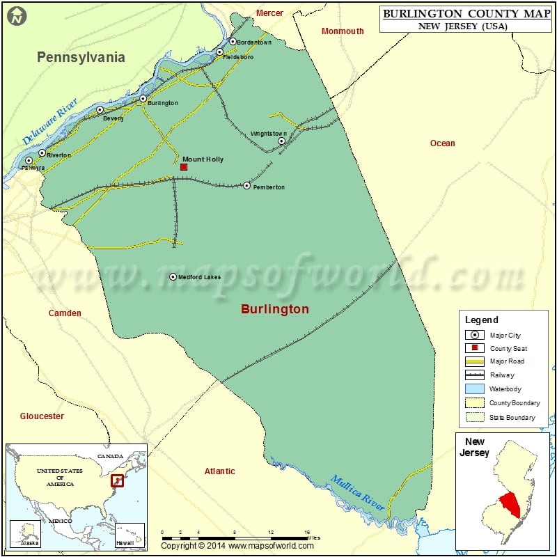 Burlington County Map for free download