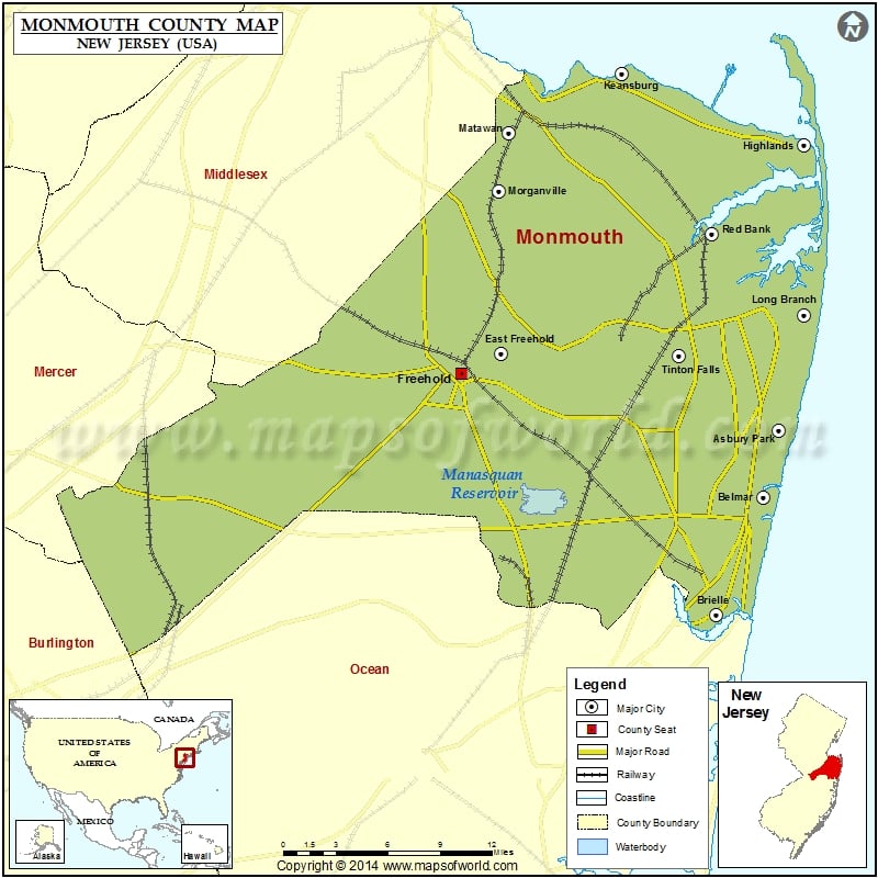 map of monmouth county nj Monmouth County Map New Jersey
