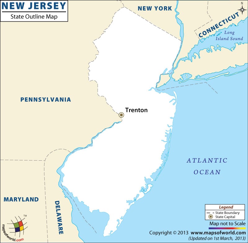 Blank Map Of New Jersey New Jersey Outline Map