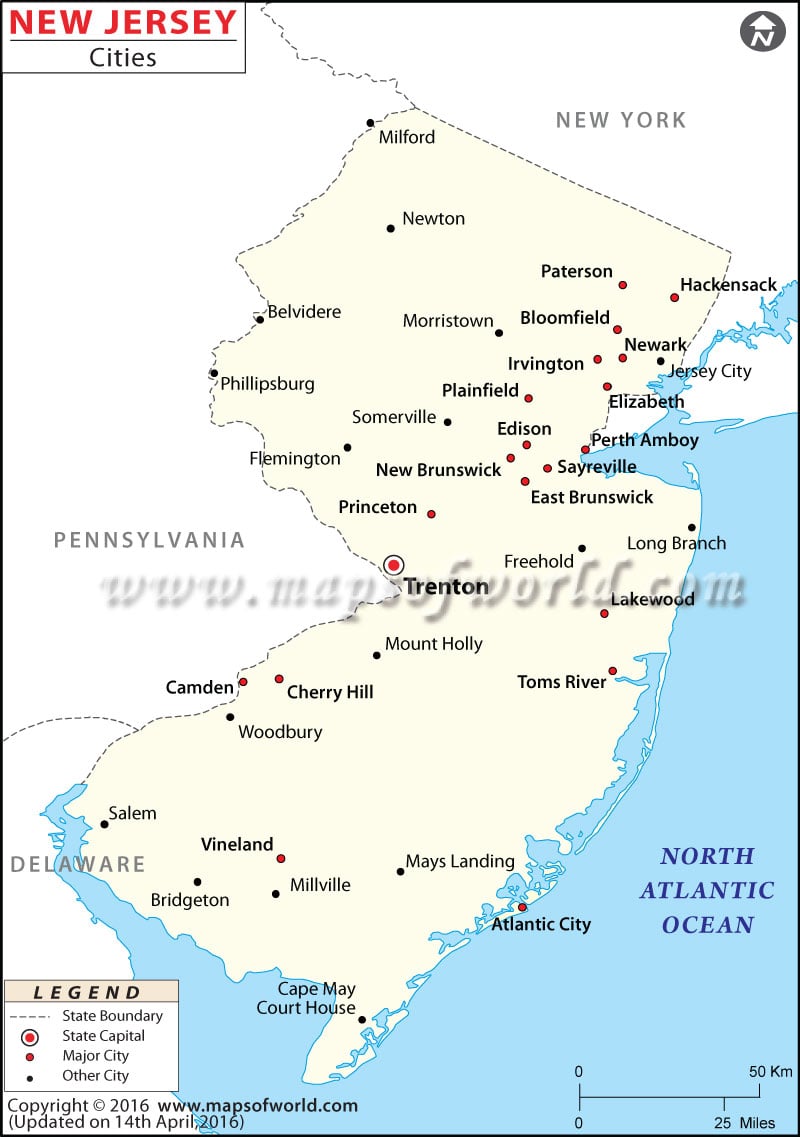 Cities In New Jersey New Jersey Cities Map