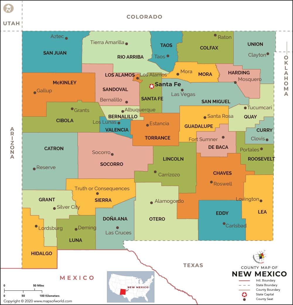 New Mexico County Map New Mexico Counties