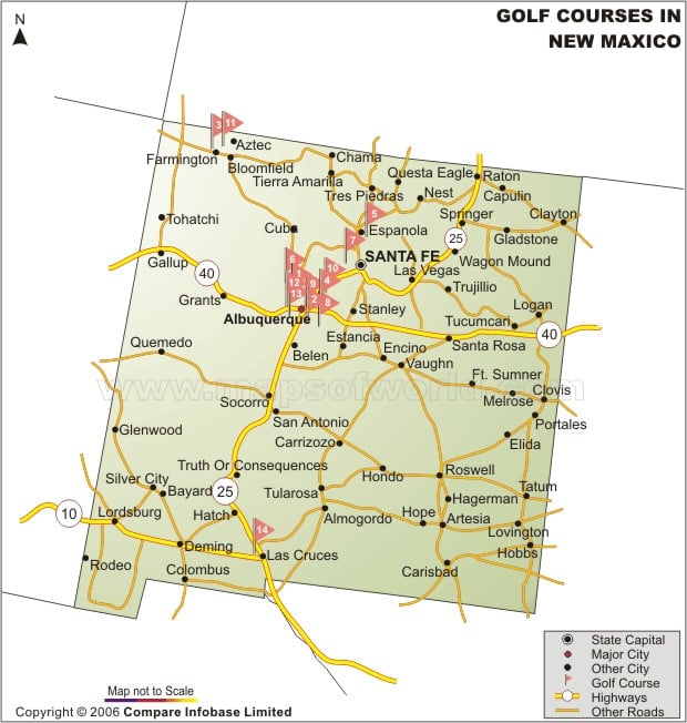 New Mexico Golf Courses Map