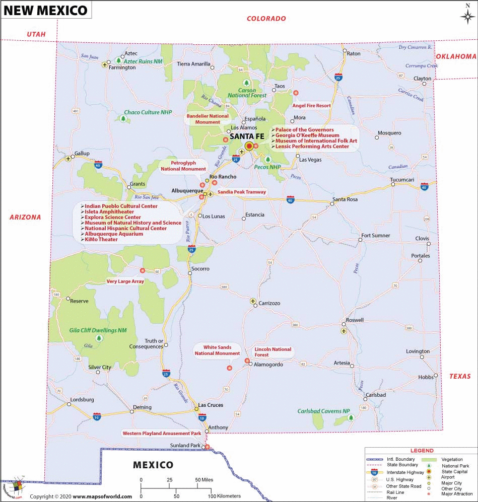 New Mexico Map Map Of New Mexico Nm