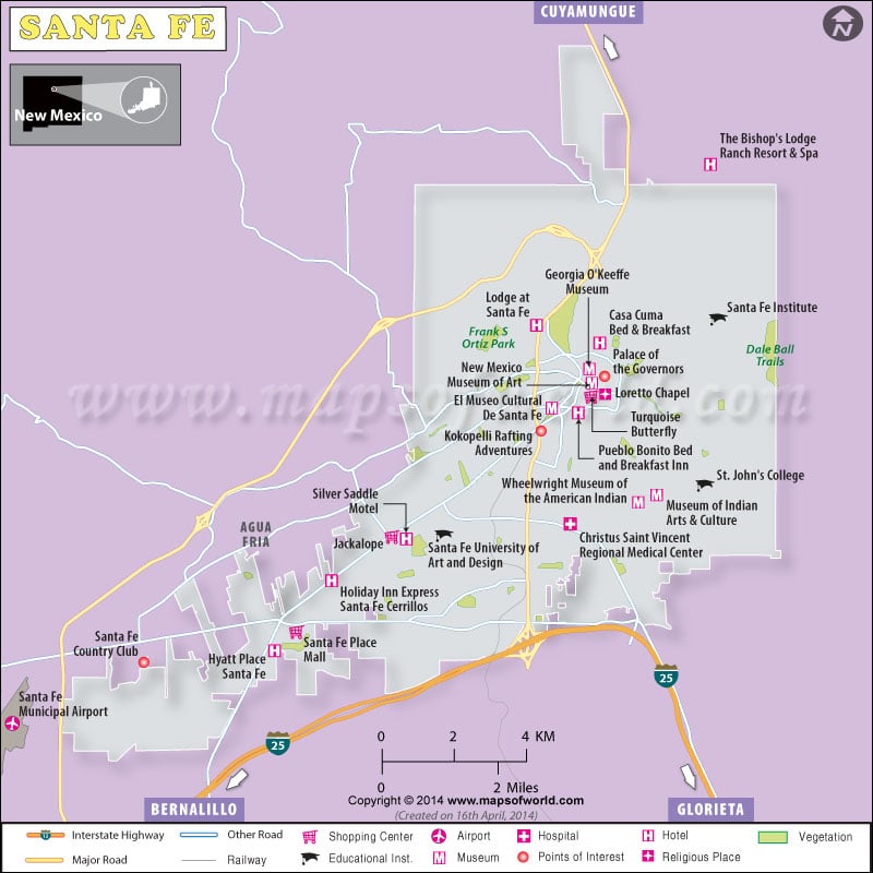 Santa Fe Map City Map Of Santa Fe Capital Of New Mexico
