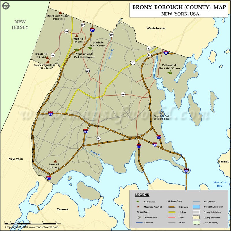 Bronx County Map, NY