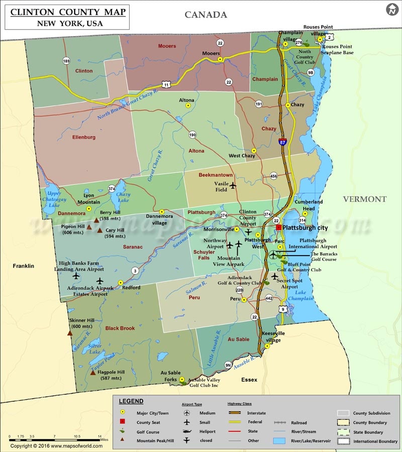 Clinton County Map, NY