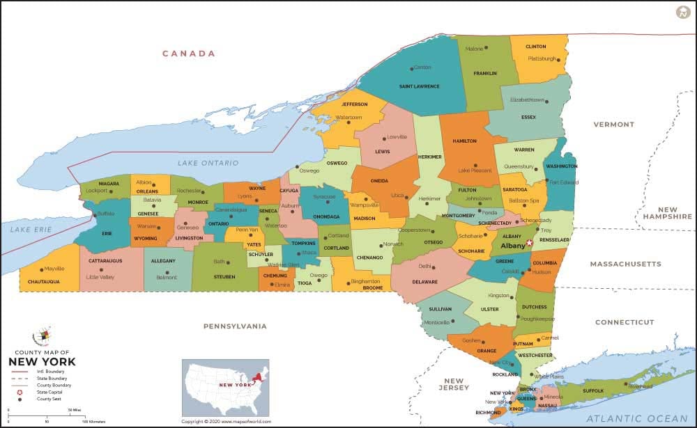 New York County Map Counties In New York Ny