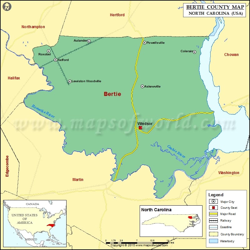 Bertie County Map for free download
