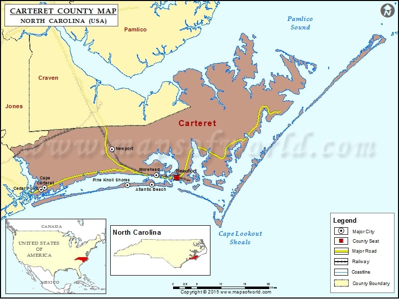 Carteret County Map for free download