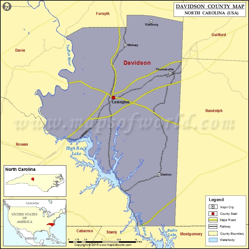 Davidson County Map North Carolina