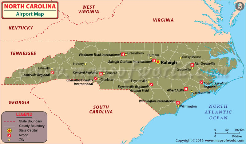 North Carolina Airports Map Airports In North Carolina Airports