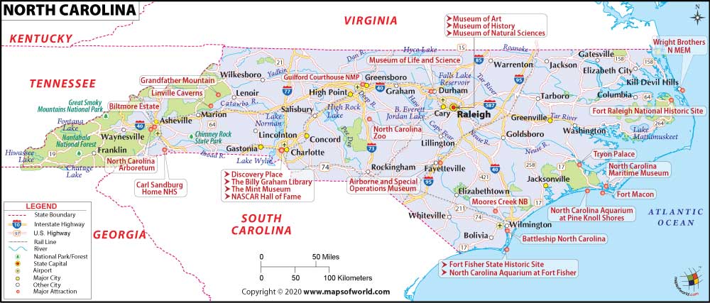 North Carolina Map Map Of North Carolina Usa Nc Map
