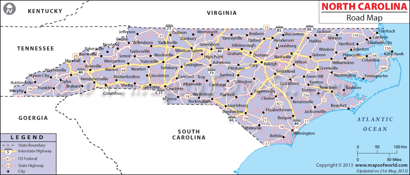 North Carolina Road Map Nc Road Map