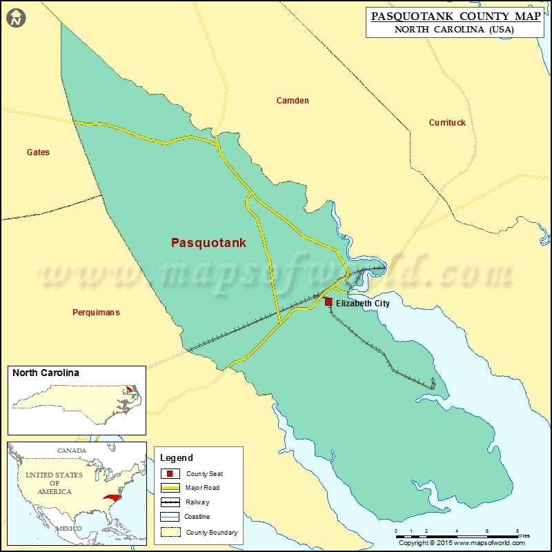 Pasquotank County Map for free download