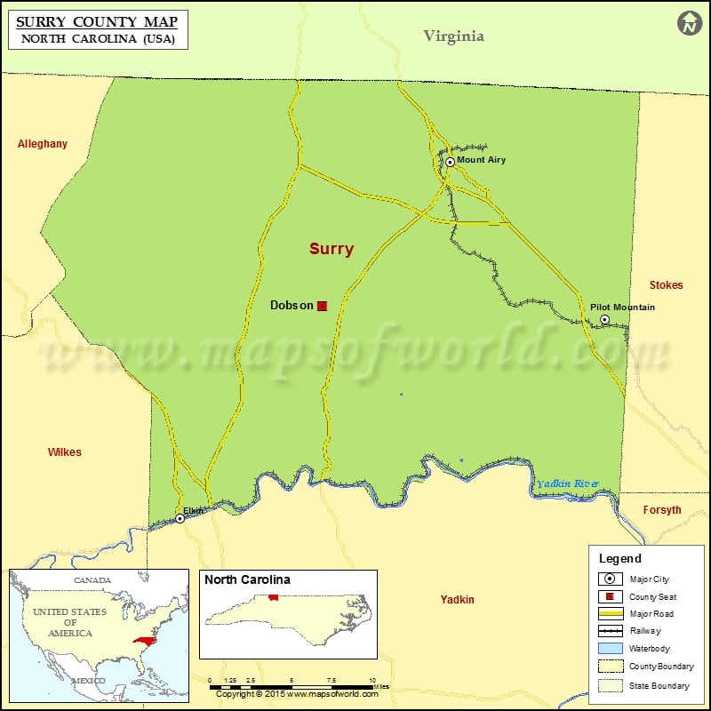 Surry County Map North Carolina