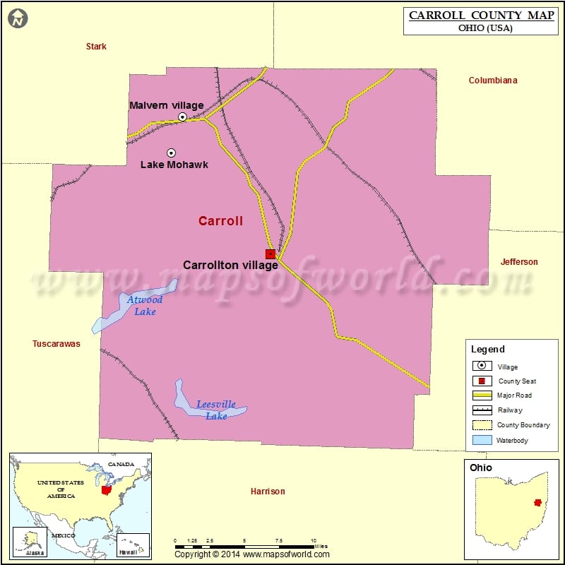 Carroll County Map, Ohio