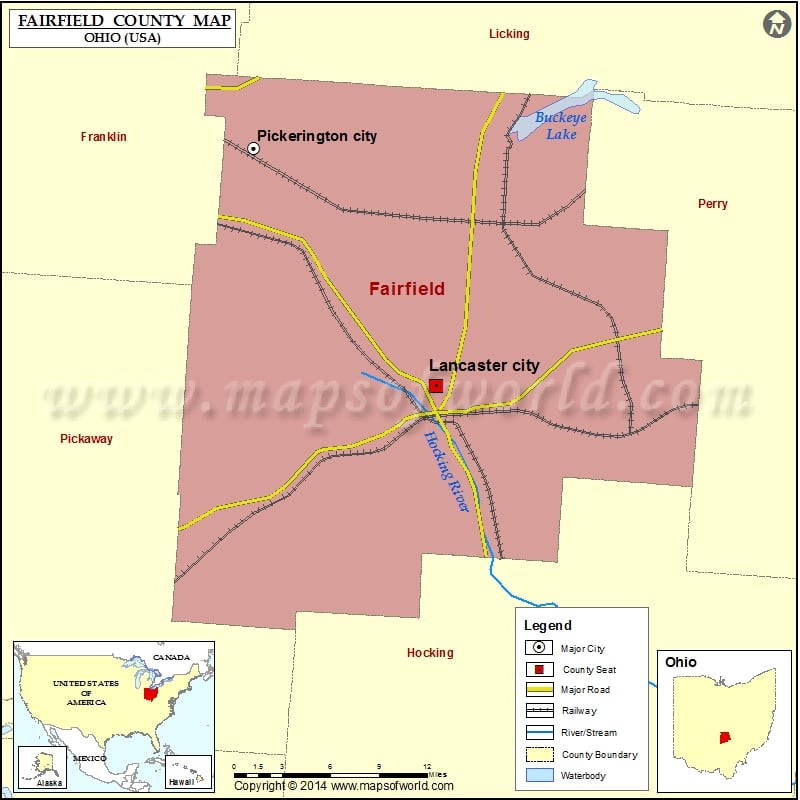 Fairfield County Map Fairfield County Ohio