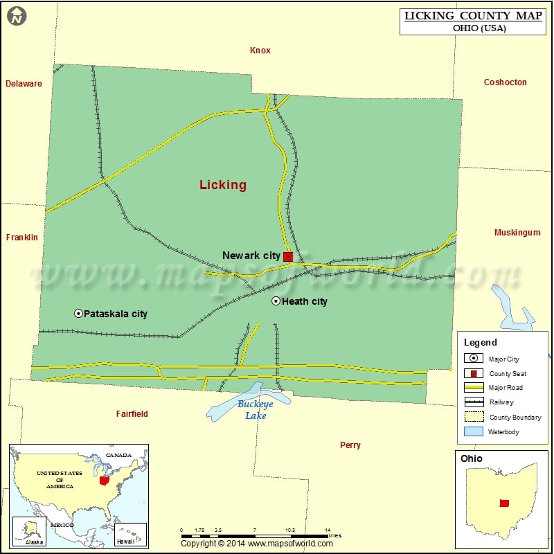 Licking County Map Map Of Licking County Ohio