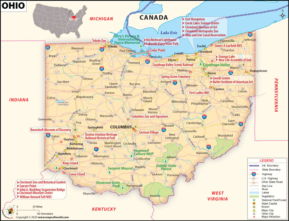 Ohio Map Map Of Ohio Usa Oh Map
