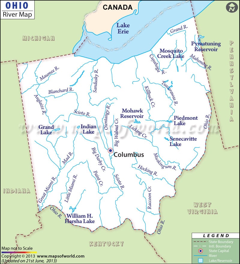 Ohio Rivers Map Rivers In Ohio