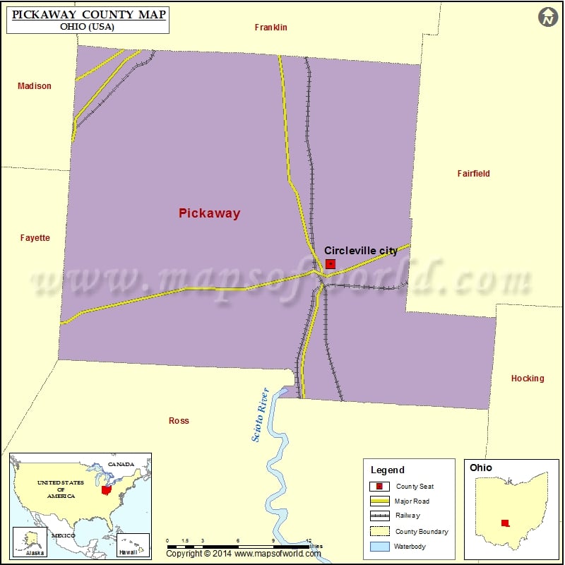 Pickaway County Map Map Of Pickaway County Ohio