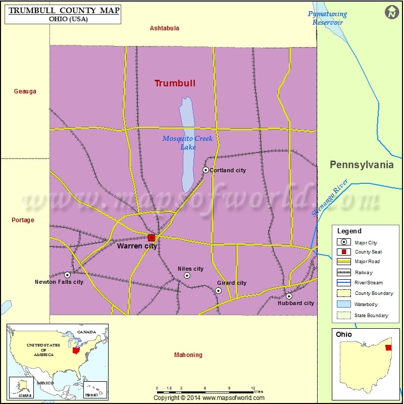 Trumbull County Map Trumbull County Ohio