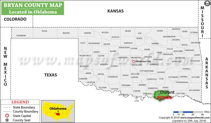 Bryan County Map Oklahoma