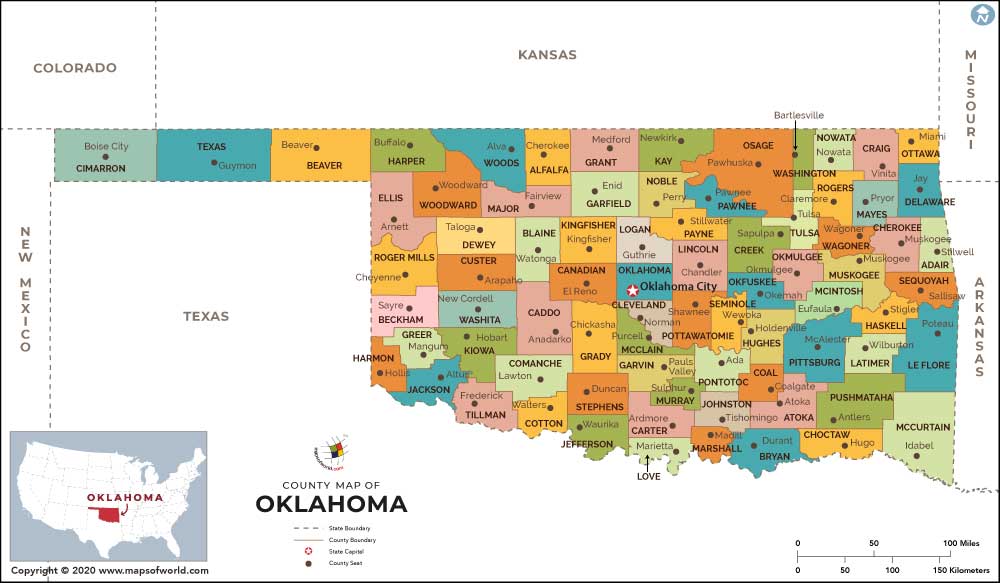 Oklahoma County Map Oklahoma Counties