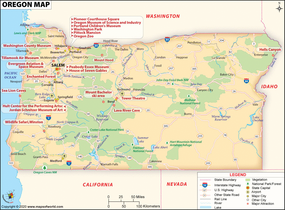 Oregon Map Map Of Oregon Or