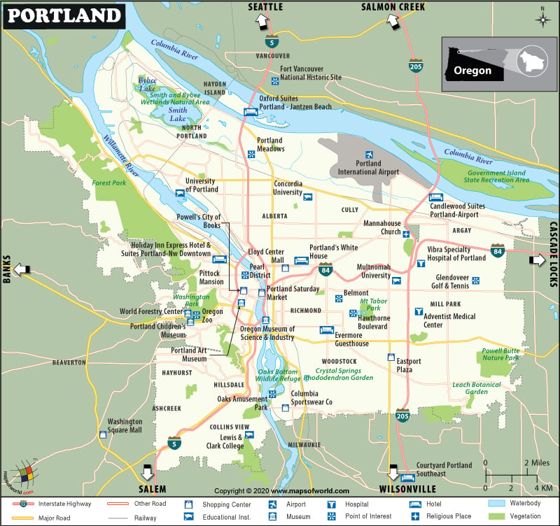 Portland Map Portland Oregon Map Map Of Portland Oregon Or Usa