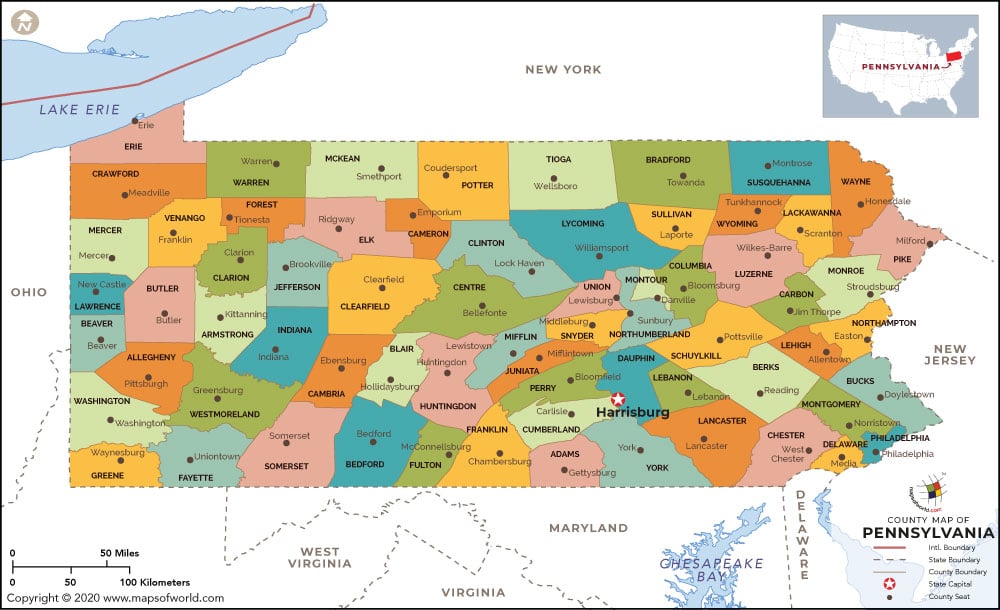 Pennsylvania County Map Pennsylvania Counties