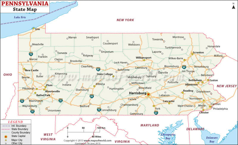 Amazon Com Pennsylvania State Road Map Glossy Poster Picture