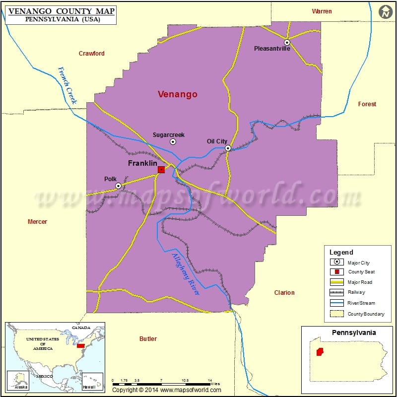 Venango County Map for free download