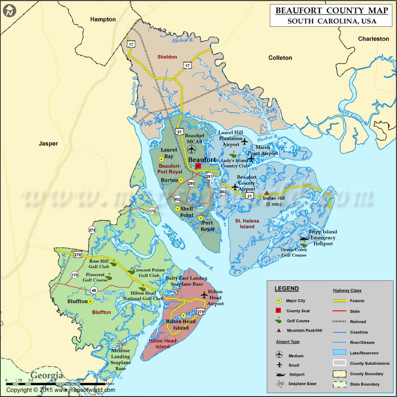 Beaufort County Map South Carolina