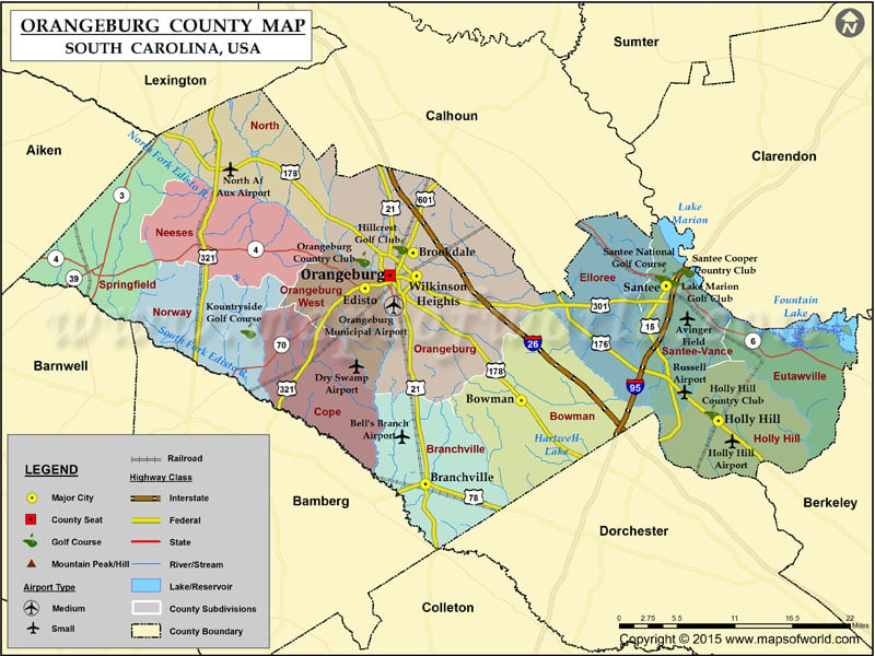 orangeburg county map Orangeburg County Map South Carolina orangeburg county map