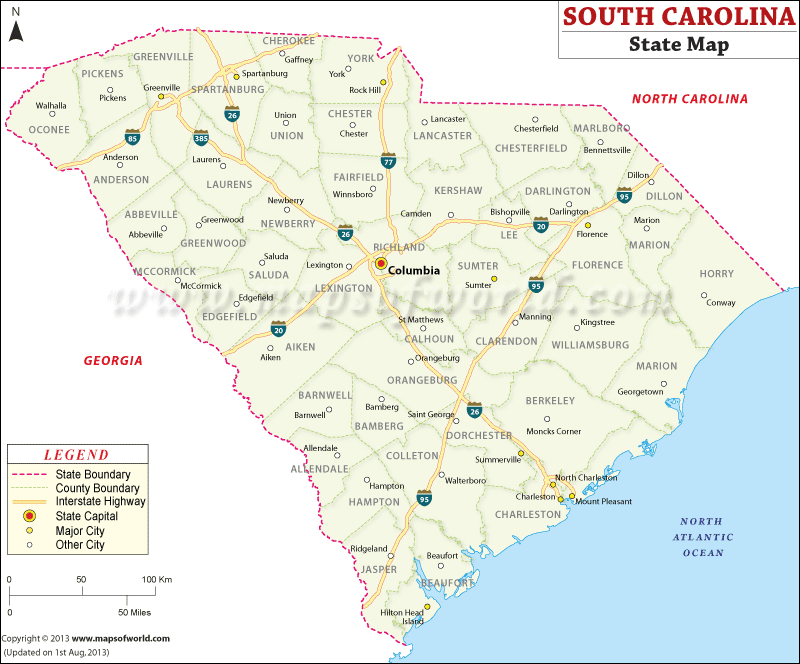 State Map of South Carolina